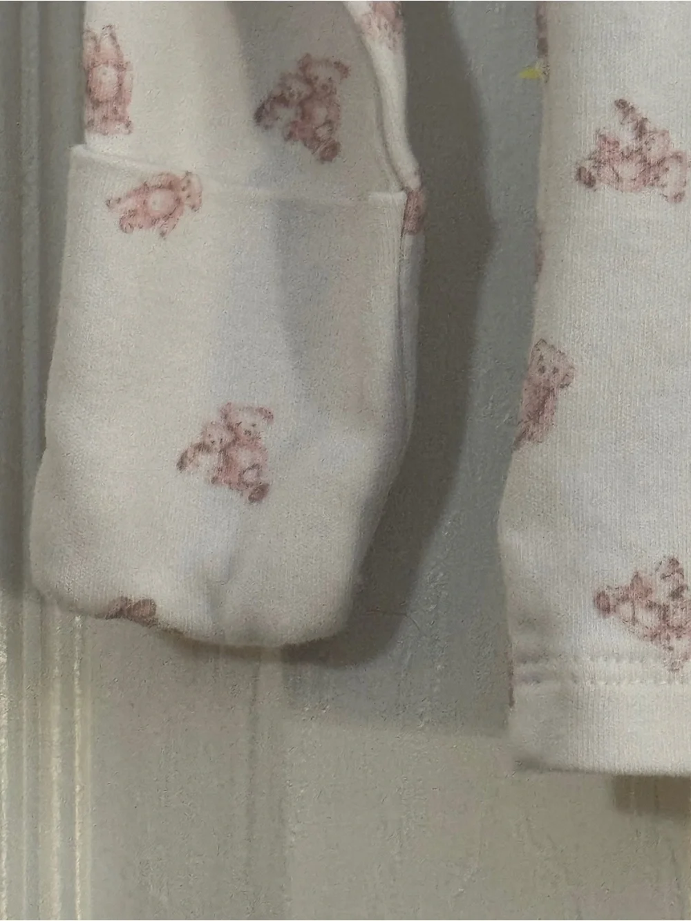 Ralph Lauren Baby Girl White and Pink Teddy Bear Two Piece Kimono Pajama Set